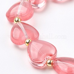 Braccialetto elasticizzato con perline di ematite sintetica e cuore di vetro&nbsp;BJEW-JB09553