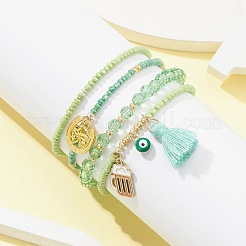 Set di braccialetti con ciondoli in lega di smalto e policotone (cotone poliestere) 4 pz 4 stile malocchio San Valentino&nbsp;BJEW-JB09618-01