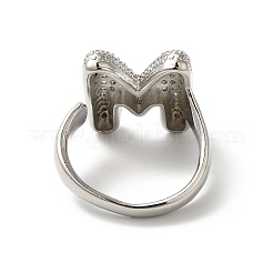 Открытое кольцо-манжета из латуни с надписью микро паве для женщин с прозрачным кубическим цирконием RJEW-N046-03M-P