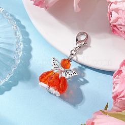 Подвесные украшения из стеклянных бусин и сплава в виде ангела&nbsp;HJEW-MZ00189-07