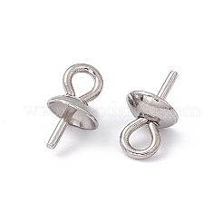 304 нержавеющая сталь чашечка жемчужные штифты булавки подвески STAS-E030-4