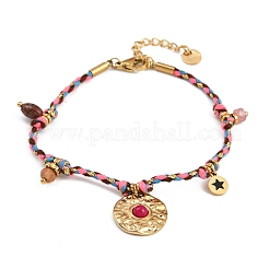 Браслеты с подвесками из нержавеющей стали 304 BJEW-C114-10G