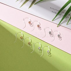 48個4色環境に優しいプラスチック製ピアスフック  水平ループ付き  304ステンレススチールビーズ付き  ラウンド  ミックスカラー  15.5x8x0.7mm  穴：1.2mm  24ゲージ  ピン：0.5mm  12個/カラー&nbsp;STAS-LS0001-01