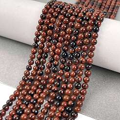 Натурального красного дерева обсидиана бисер нитей&nbsp;LS-G-N0189-02-3mm-A