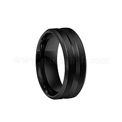 男性用の溝付き201ステンレススチール製指輪  ブラック  8mm  内径：23.1mm&nbsp;WG2ADDA-28