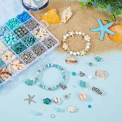 海をテーマにしたDIYファインディングキット  ポリマー粘土ビーズを含む  アクリルビーズ＆ペンダント  合成ターコイズビーズ  真鍮ビーズ  プラスチックビーズ  合金ペンダント & チューブベイル  ブラスジャンプ  アンティークシルバー＆プラチナ  6x1mm  穴：2mm&nbsp;DIY-BM0001-11