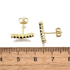 Изогнутые серьги-гвоздики с черным кубическим цирконием EJEW-G297-14G
