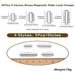 20 шт. 4 стиля латунных магнитных застежек-слайдеров&nbsp;KK-CJ0002-40