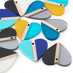 10 шт. подвески из непрозрачной и прозрачной смолы и дерева 5 цветов&nbsp;RESI-TA0004-59