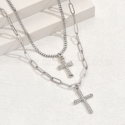 Старинный железный готический крест кулон двухслойные ожерелья NG0204