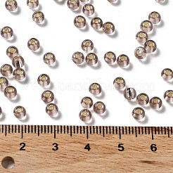 ガラスシードビーズ  銀並ぶ  丸い穴  ラウンド  ロージーブラウン  4x3mm  穴：1.2mm  6429個/ポンド&nbsp;SEED-H002-C-A045