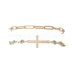 Цепочка-скрепка из нержавеющей стали 304 и цепочка-лэмпворк ручной работы с элементами сглаза&nbsp;BJEW-JB12451-01