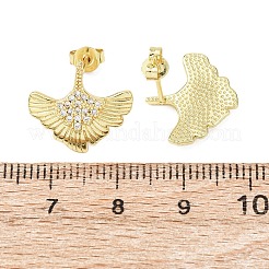 Latón micro pave aretes de circonita cúbica transparente&nbsp;EJEW-D351-10G