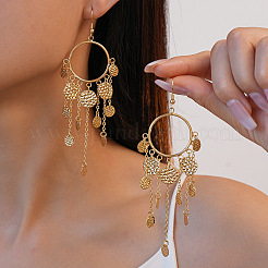 Железные плоские круглые серьги-люстры с кисточками FS-WGE28C0-01