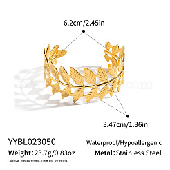 Brazaletes anchos abiertos con forma de hoja de acero inoxidable 304 para mujer&nbsp;HP3223