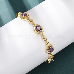 Браслеты-цепочки из овальной латуни с микропаве из кубических цирконий для женщин&nbsp;BJEW-D387-04G