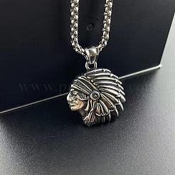 Стильное панк-ожерелье в стиле ретро с подвеской из нержавеющей стали 304 для мужчин в стиле коренных американцев RD0564