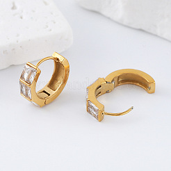 Boucles d'oreilles créoles en acier inoxydable 304 avec zircones cubiques pour femmes&nbsp;JH6126