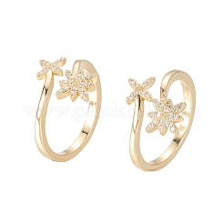 Латунные кольца из манжеты с прозрачным цирконием&nbsp;RJEW-F101-14G