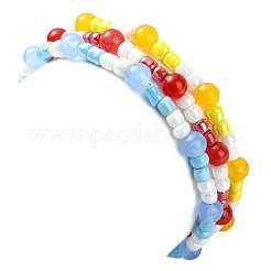 3 pièces 3 couleurs trois séries de couleurs primaires perles de rocaille en verre bracelets de perles extensibles&nbsp;BJEW-JB09990