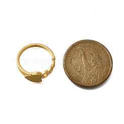 Кольцо из нержавеющей стали 304 с текстурированным сердцем для женщин&nbsp;RJEW-L126-14B-G