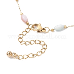 Браслеты из ракушек и овальных звеньев нержавеющей стали 304 для женщин&nbsp;BJEW-JB12379