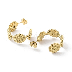 Pendientes de acero inoxidable 304 con diseño de girasol y baño de iones (IP)&nbsp;X-EJEW-P258-20G