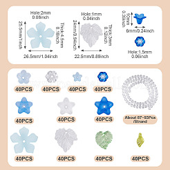 440個12スタイル透明アクリルパーツ  リーフ＆フラワー  1本の透明なガラスビーズ付き  ミックスカラー  17.5x1.5mm  穴：12mm&nbsp;TACR-TA0001-85