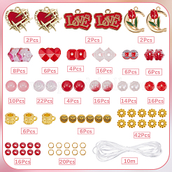 DIY-Schmucksets für Stretch-Armbänder mit Glasperlen zum Thema Valentinstag&nbsp;DIY-SC0028-68