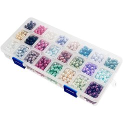 Круглые бусины из экологически чистого окрашенного стекла с жемчугом&nbsp;HY-PH0011-01-6mm