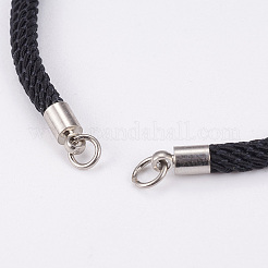 ナイロンコードのブレスレット製作  真鍮エンドチェーンとパーツ  ブラック  プラチナ  8-1/8インチ（205mm）x3mm  穴：3mm&nbsp;LS-KK-G313-01P