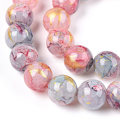 Perles de verre craquelé cuites au four&nbsp;DGLA-R053-05K-A