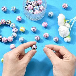 50 шт. цветных непрозрачных акриловых бусин с печатным рисунком OACR-CJ0002-27