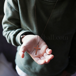 30 collier pendentif croix en bois pour femme&nbsp;NJEW-DC00012