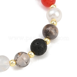 Браслеты из натуральных смешанных круглых бусин из драгоценных камней для мужчин и женщин BJEW-JB12392