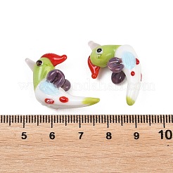 手作りランプワークビーズ  オシドリ  オリーブドラブ  28~29x11.5x17.5~19mm  穴：0.9~1.4mm&nbsp;LAMP-I025-07C