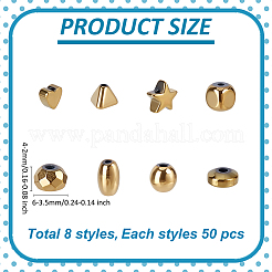 400 шт. 8 стиля гальванизированных немагнитных синтетических гематитовых бусин&nbsp;G-ME0001-01