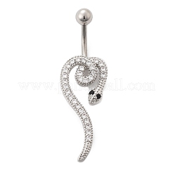 Сплав горный хрусталь змея изогнутая штанга кольца для живота AJEW-R007-03P-02
