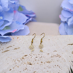 Boucles d'oreilles pendantes en forme de fleur en acier inoxydable 304 pour femmes&nbsp;WG1C9A6-01