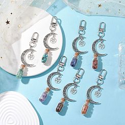 7 pièce de 7 styles de perles de pierres précieuses naturelles et synthétiques chakra à l'intérieur de décorations de pendentif de bouteille de souhait en verre&nbsp;HJEW-JM02343