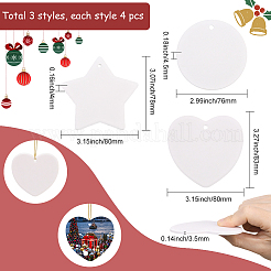 12 шт. 3 стиля пустые фарфоровые листы подвесные украшения&nbsp;AJEW-SP0004-05