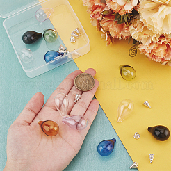 14 шт. двухцветный дутый стеклянный флакон-капля GLAA-PH0003-15