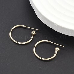 真鍮製スタンドピアス  ハーフフープピアス  純銀製のピンと  長持ちメッキ  14KGP本金メッキ  20x21x4mm  ピン：0.8mm&nbsp;X-EJEW-L245-001LG