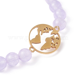 Pulsera elástica de cuentas redondas de jade de Malasia natural (teñido)&nbsp;BJEW-JB07223