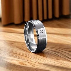 Fingerringe aus Edelstahl 304 mit Strassen für Herren&nbsp;WG62EA8-01