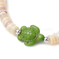 Браслеты из синтетических бирюзовых бусин и натуральных пресноводных ракушек BJEW-JB11873