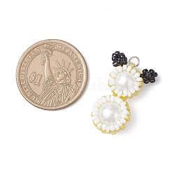 Подвески-снеговики из стеклянных бусин&nbsp;PALLOY-MZ00888-05