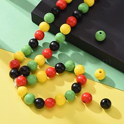 160 pièces 4 couleurs ghana jamaïque reggae perles rondes en bois naturel peint&nbsp;WOOD-LS0001-01R