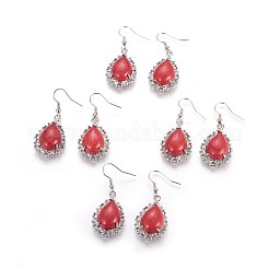 Болтающийся серьги синтетические бирюзовые EJEW-XCP0001-23