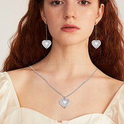 1 collier pendentif médaillon en forme de cœur en acier inoxydable 304&nbsp;NJEW-LP0001-49